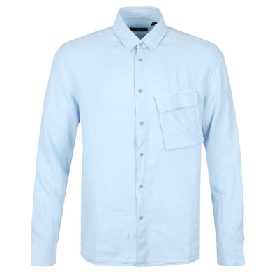 Belstaff Scale Linen Shirt in Sky Blue