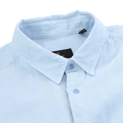 Belstaff Scale Linen Shirt in Sky Blue collar