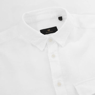 Belstaff Scale Linen Shirt in White Collar
