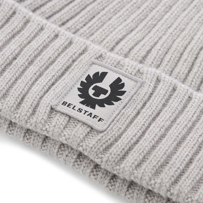 Belstaff Watch Beanie Hat in Cement Grey Logo