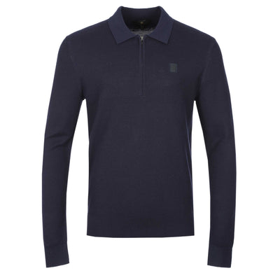 Belstaff Drift Knitted Polo in Dark Ink