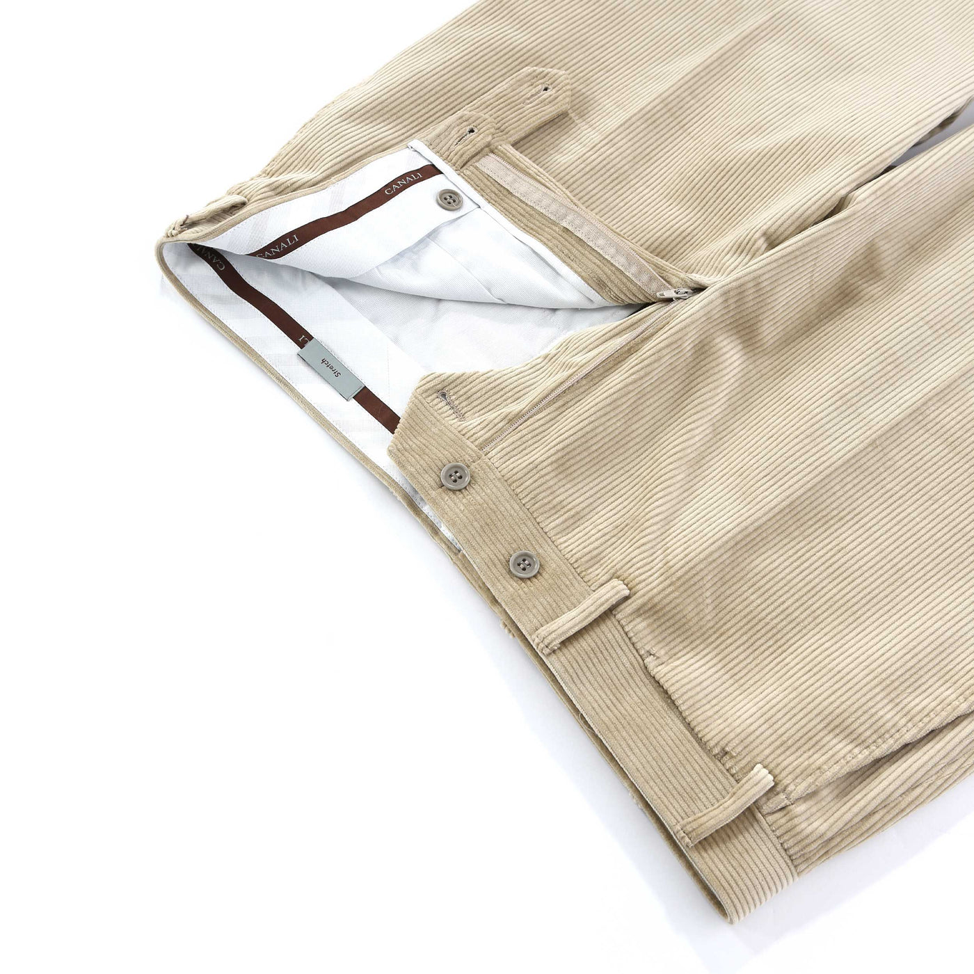 Canali Cord Trouser in Beige Zip