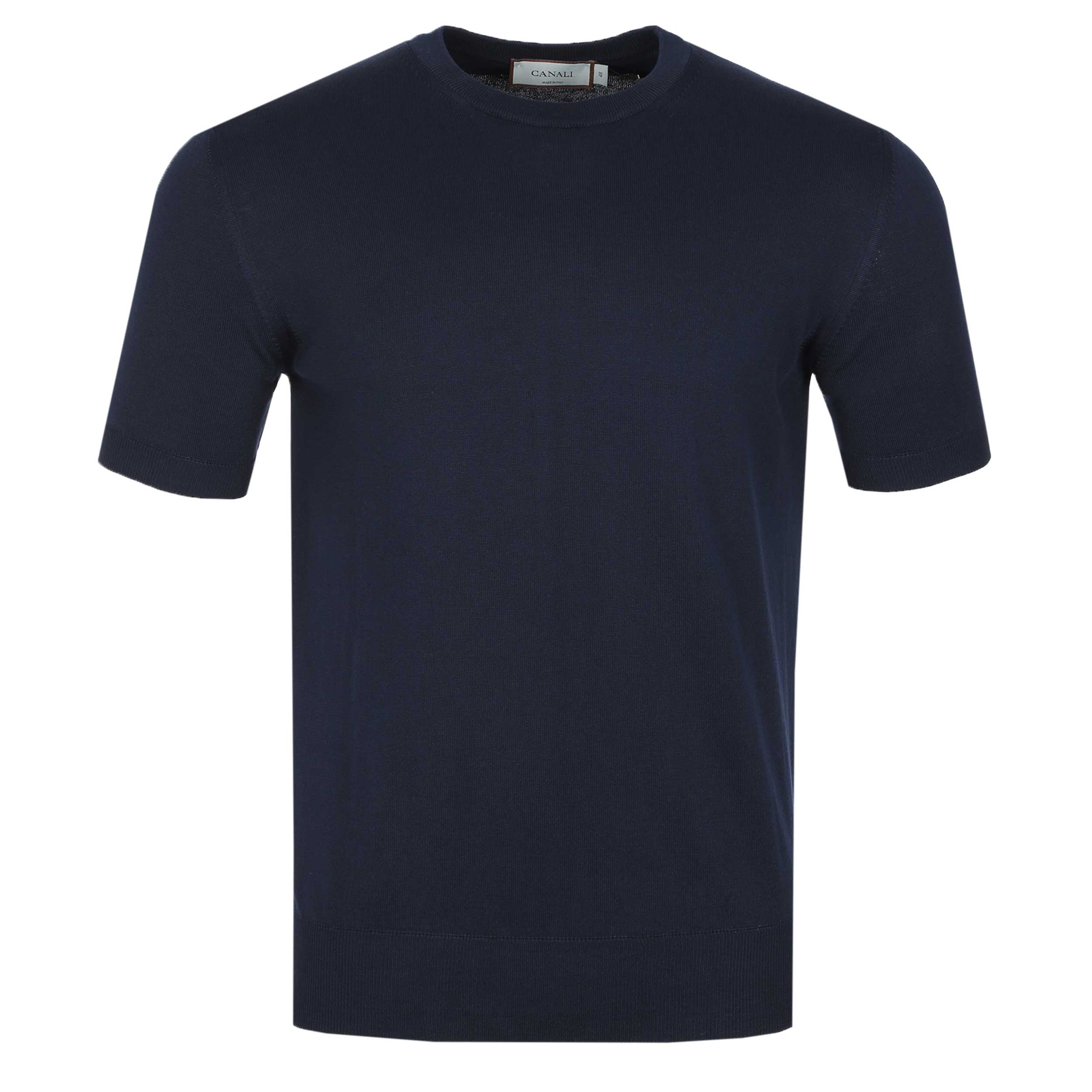 Canali Basic Knitted T Shirt in Navy