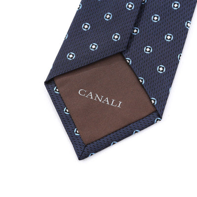 Canali Large Navy Blue Dot Tie Back