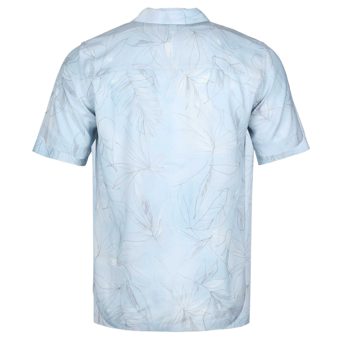 Canali Leaf Print Short Sleeve Shirt in Sky Blue Back
