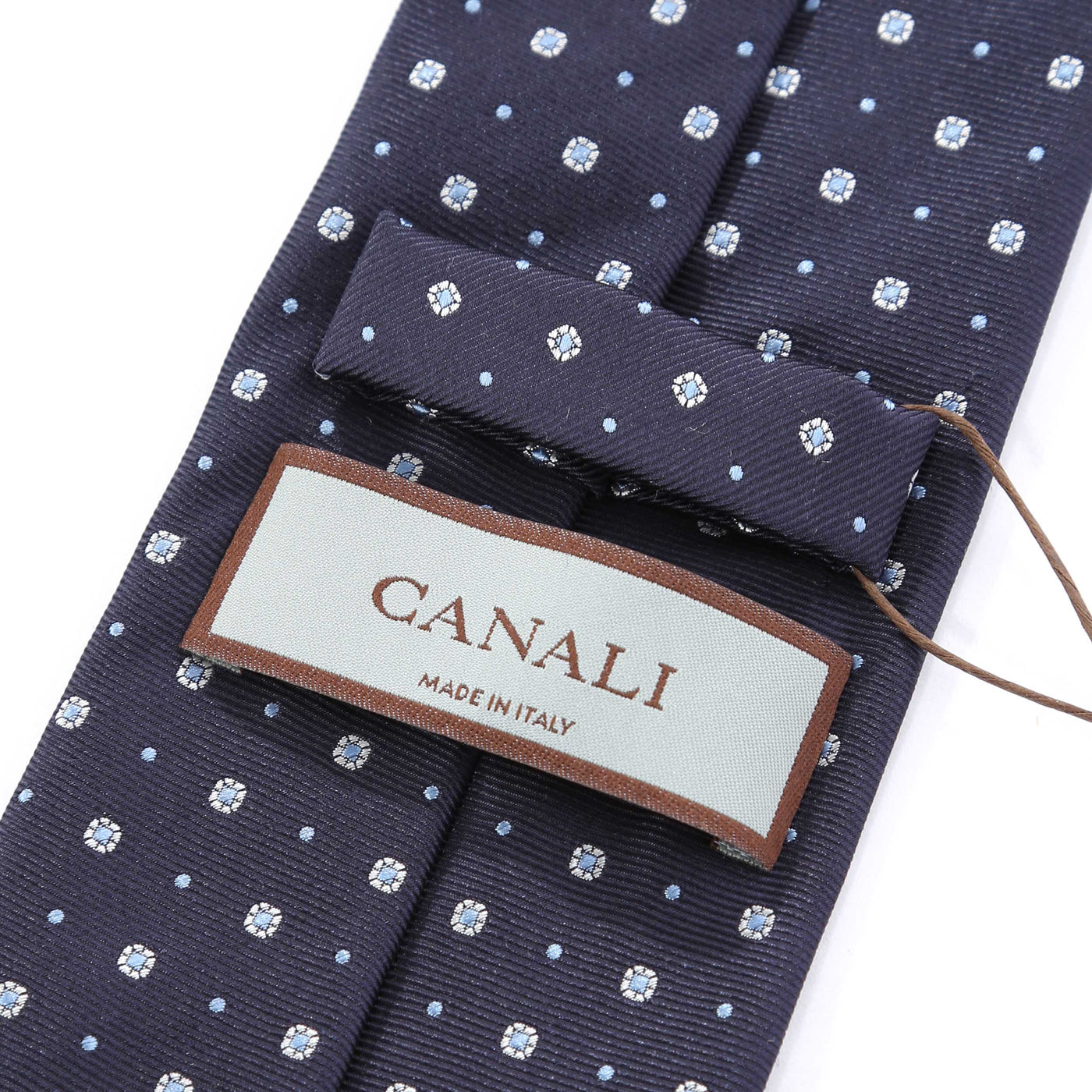 Canali Navy Dot Tie Tag