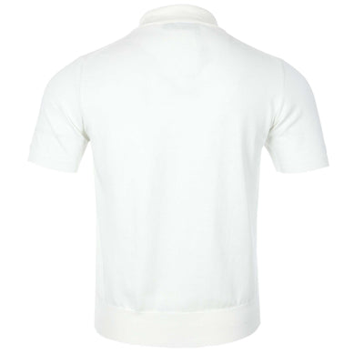 Canali Weave Front Knitted Polo in White