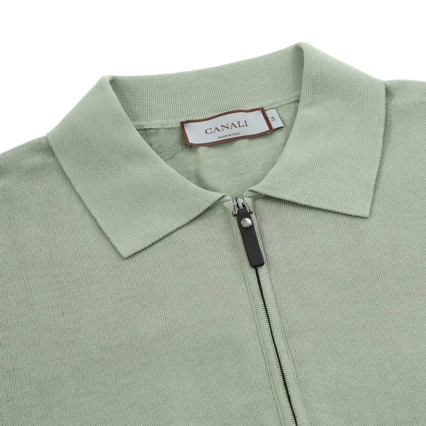 Canali Zip Polo Shirt in Green Placket