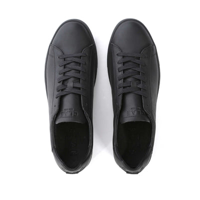 Clae Bradley Trainer in Triple Black Leather Birdseye