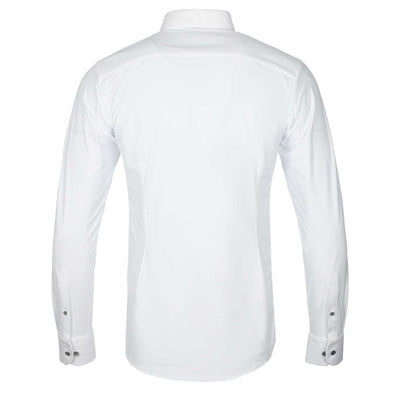 Eton Slim Fit 4 Way Stretch Shirt in White & Silver Buttons Back