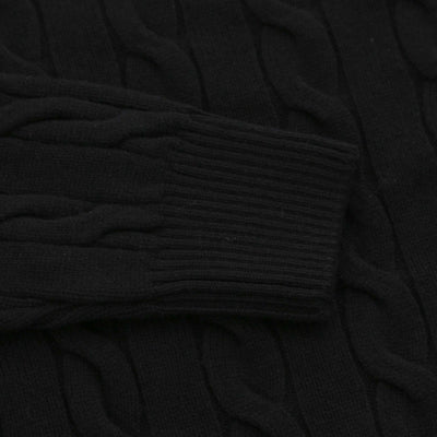 Gran Sasso 3 Button Cable Knitwear in Black Cuff