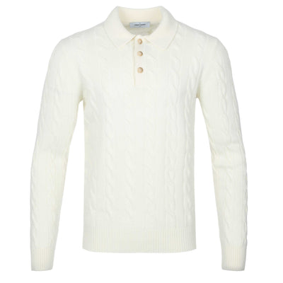 Gran Sasso 3 Button Cable Knitwear in Winter White