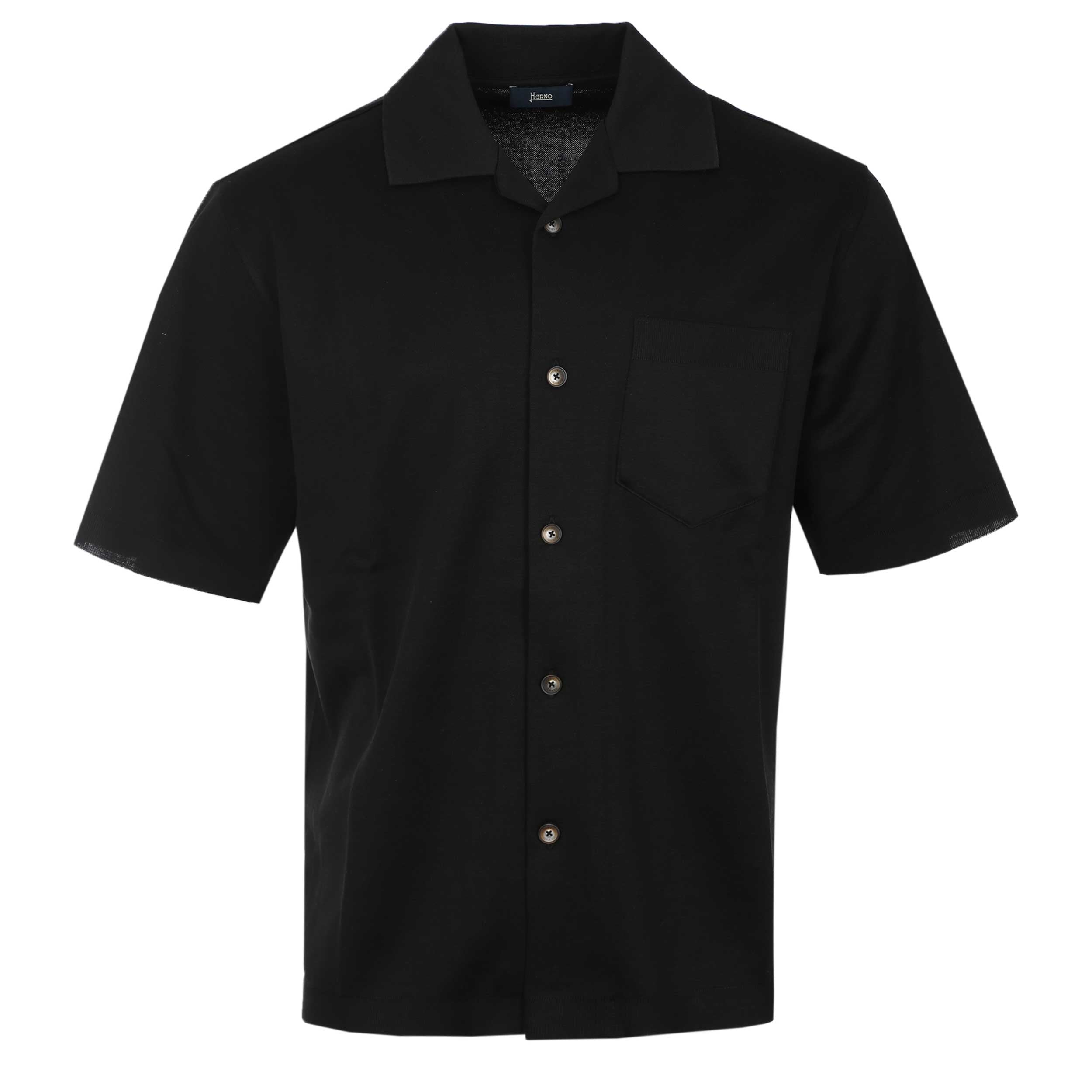 Herno Button Thru Stretch Shirt in Black