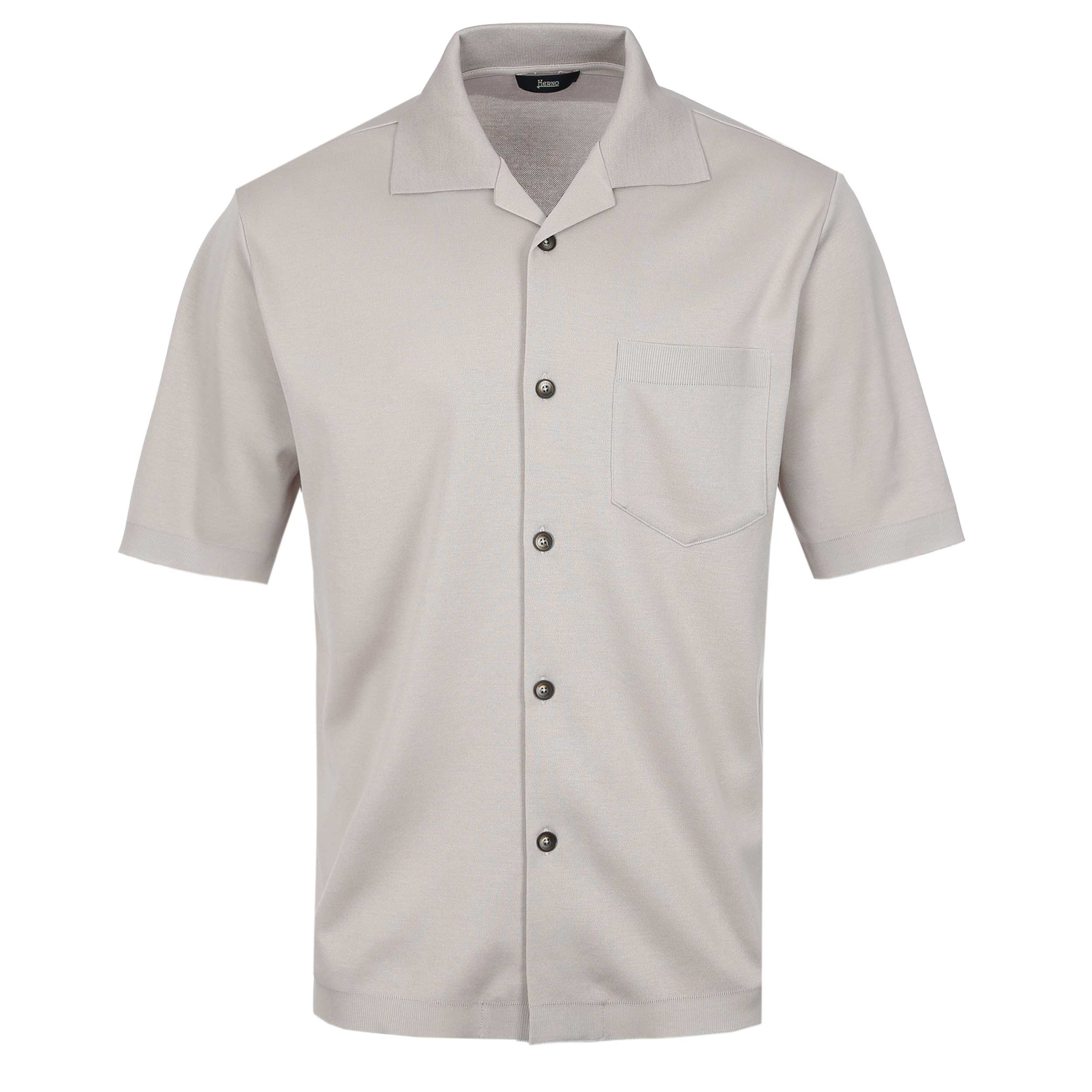 Herno Button Thru Stretch Shirt in Taupe