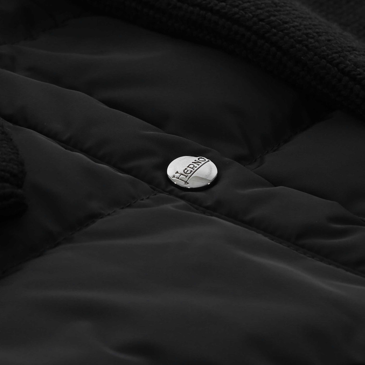 Herno Cardigan In Maglia E Nylon Imbot Hybrid Knitwear in Black Detail