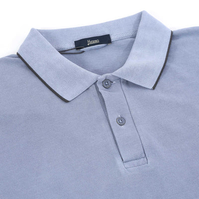 Herno Pique Polo Shirt in Azzurro Blue Collar