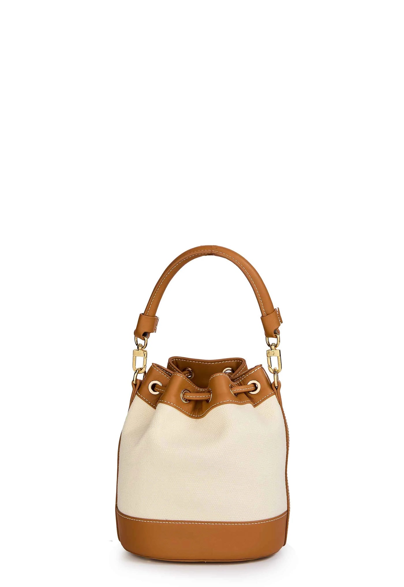Holland Cooper Amalfi Bucket Bag in Tan Canvas Back