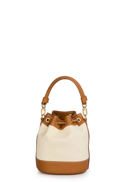 Holland Cooper Amalfi Bucket Bag in Tan Canvas Back