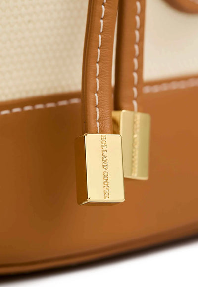 Holland Cooper Amalfi Bucket Bag in Tan Canvas Detail