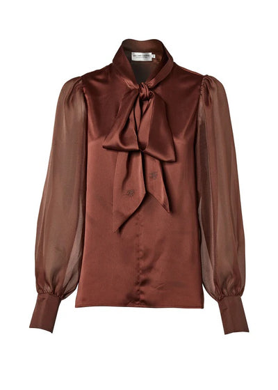 Holland Cooper Ariella Blouse in Chocolate Front