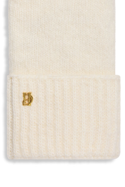 Holland Cooper Classic Logo Knitted Gloves in Cream Logo
