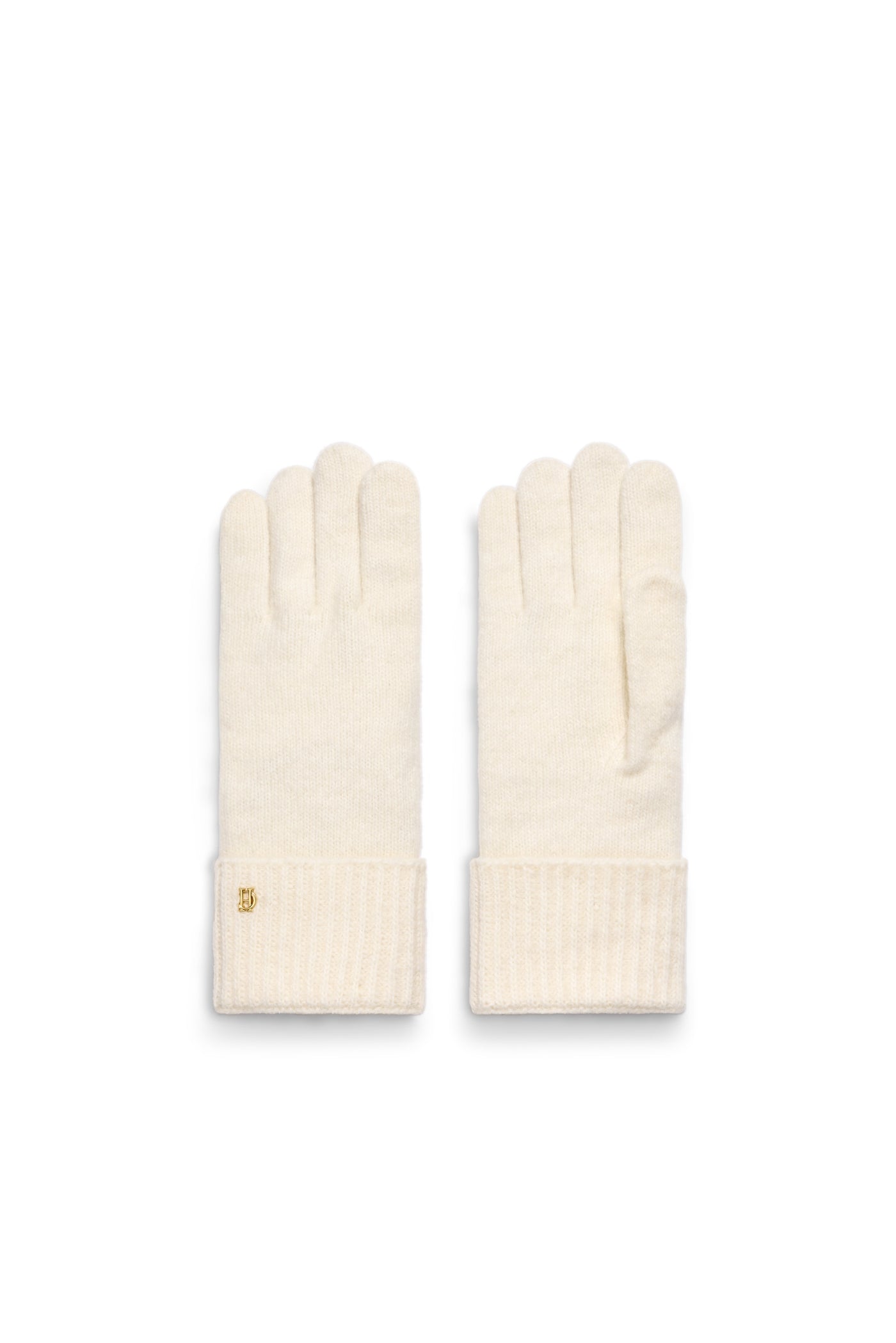 Holland Cooper Classic Logo Knitted Gloves in Cream Pair