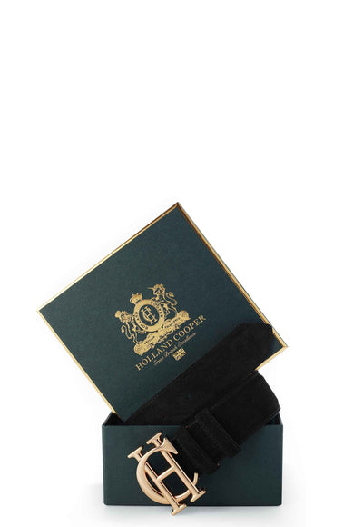 Holland Cooper Classic Suede Ladies Belt in Black Box
