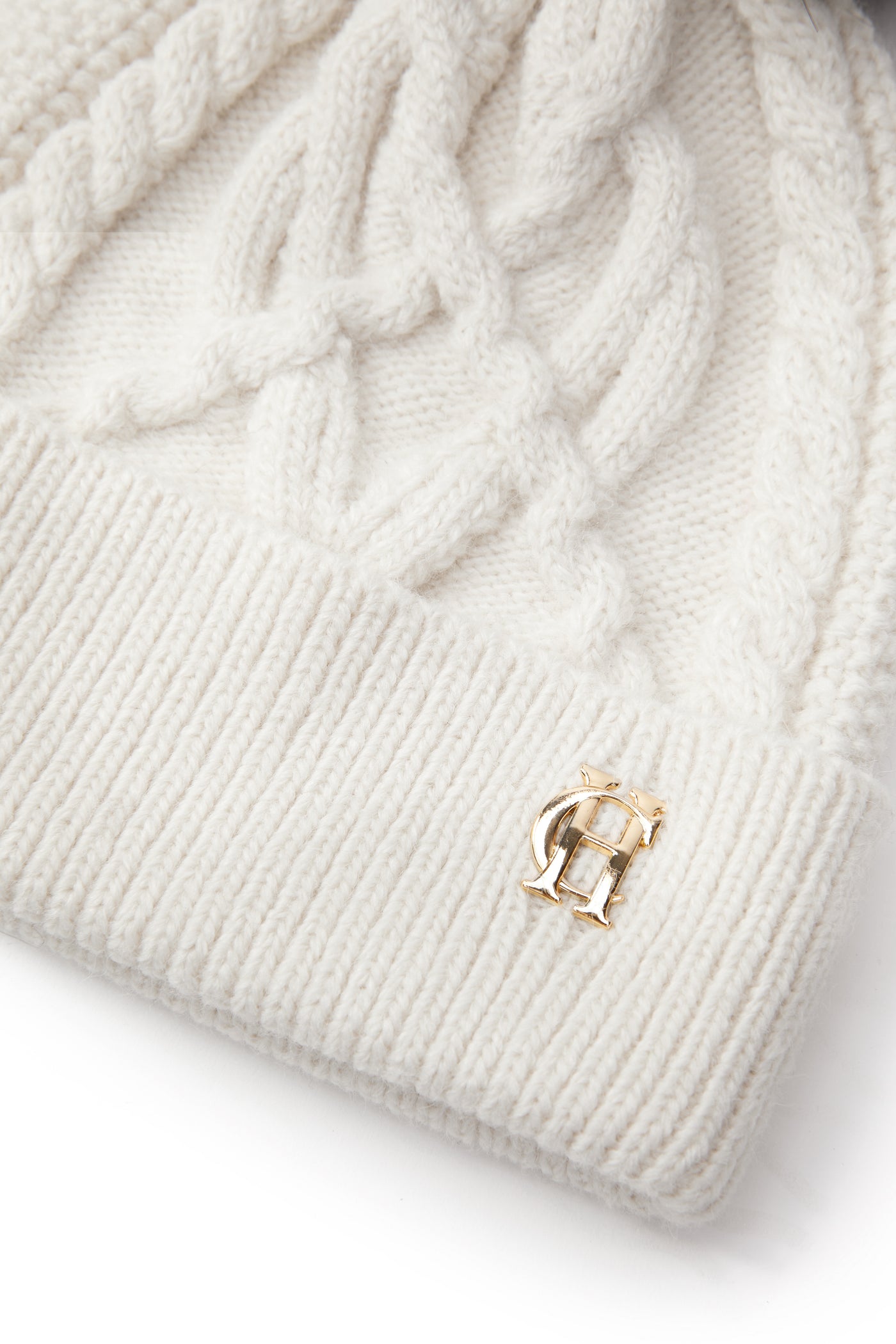 Holland Cooper Cortina Ladies Bobble Hat in Cream Logo