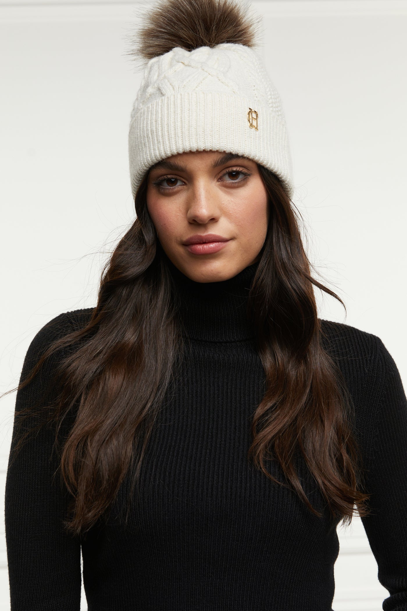 Holland Cooper Cortina Ladies Bobble Hat in Cream