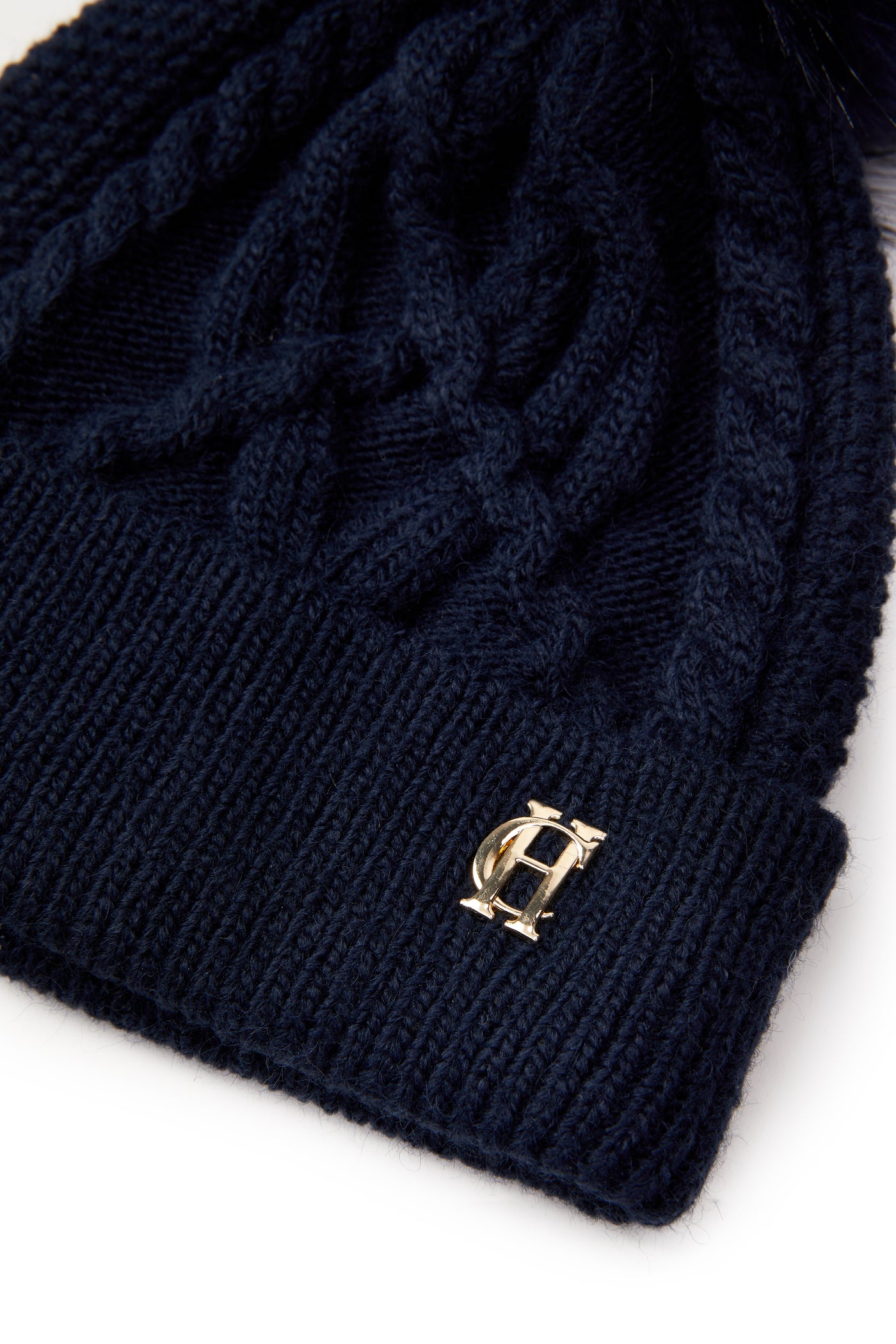 Holland Cooper Cortina Ladies Bobble Hat in Ink Navy Logo