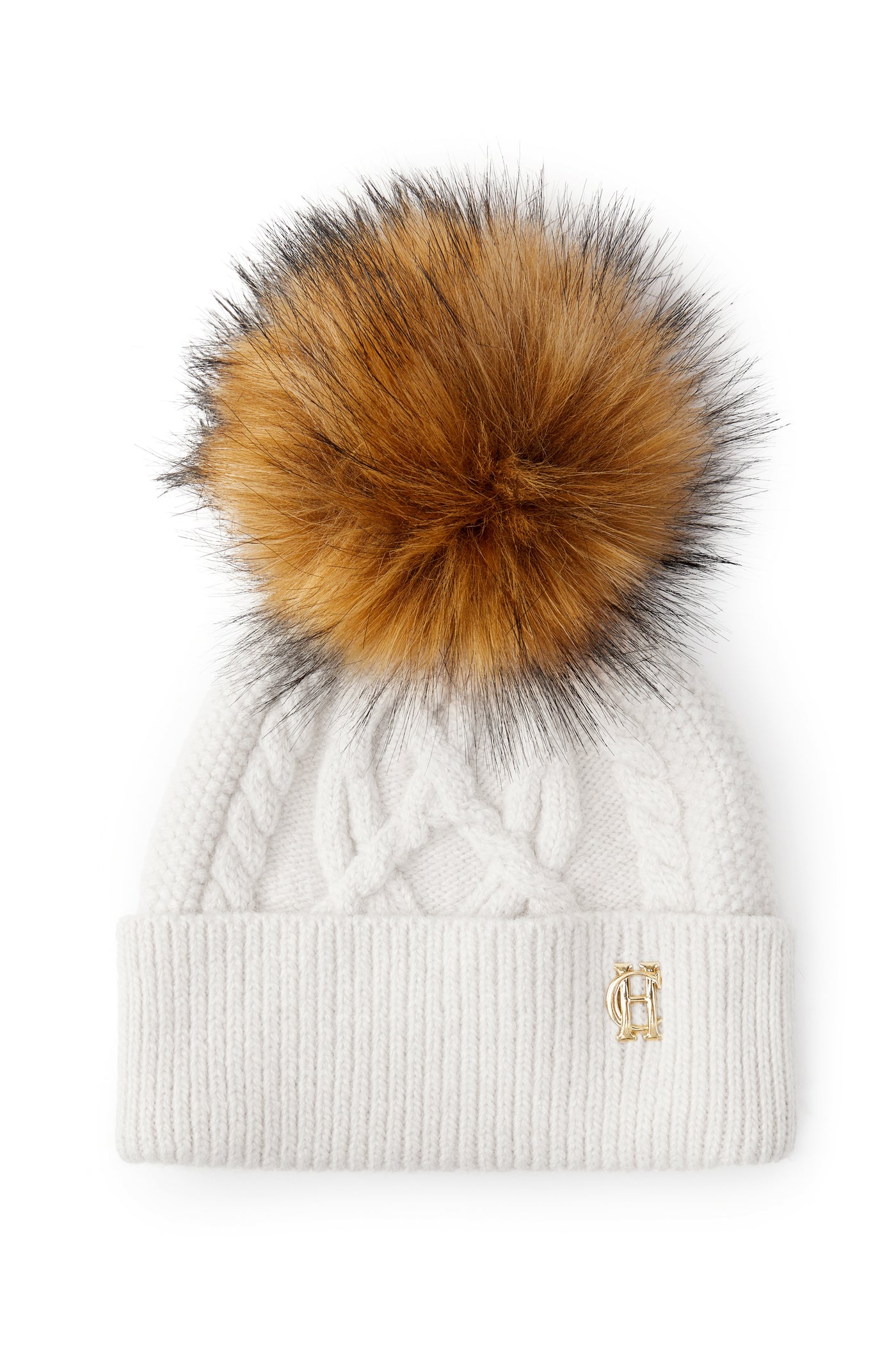 Holland Cooper Cortina Ladies Bobble Hat in Oatmeal Front