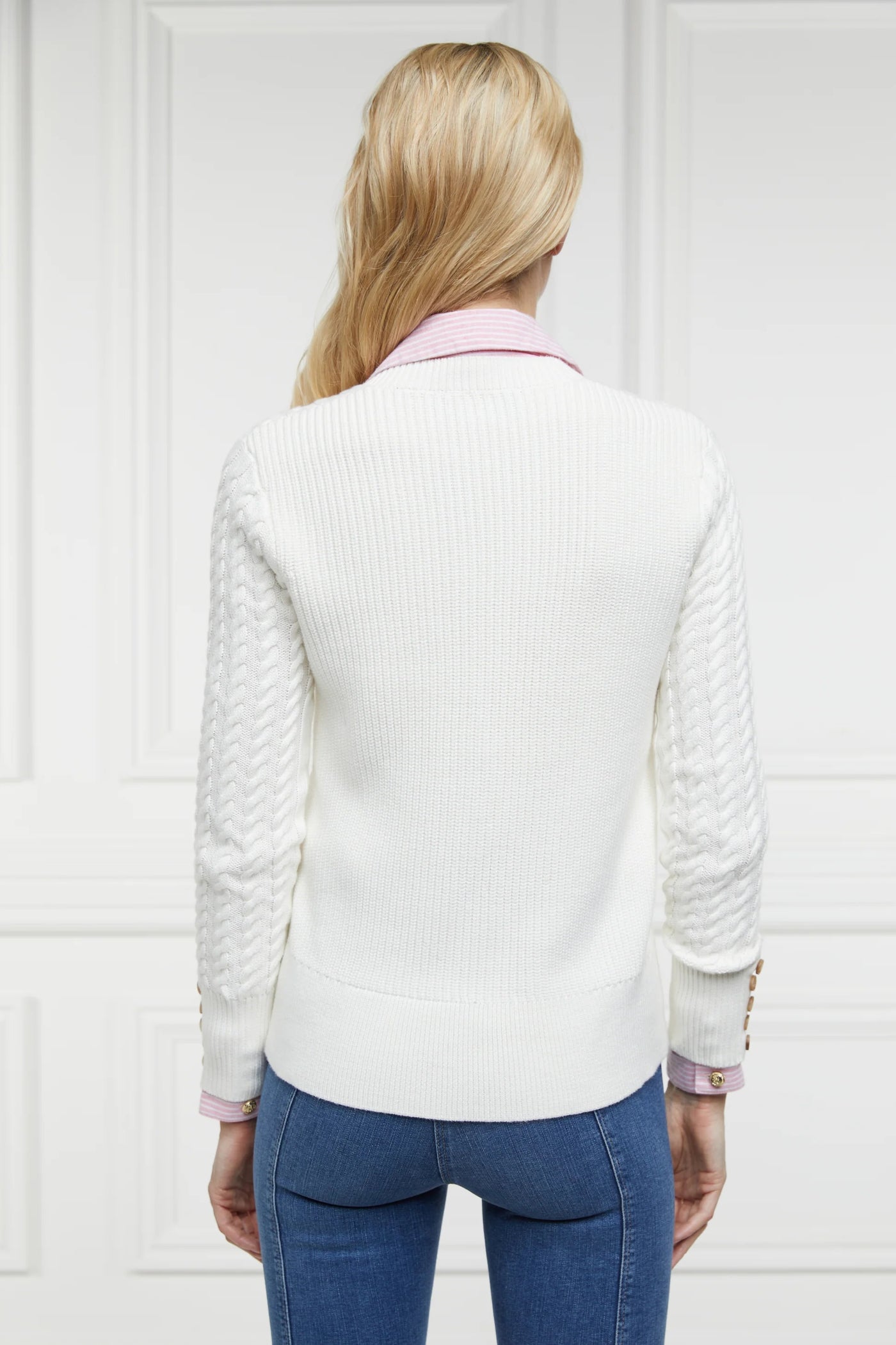 Holland Cooper Cotswold Cardigan in Natural Model Back