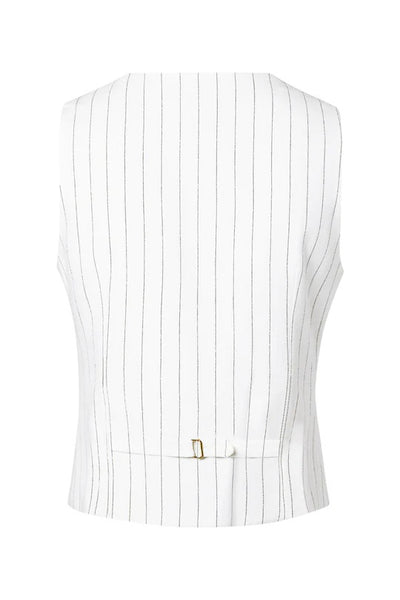 Holland Cooper Hampton Waistcoat in Oyster Linen Pinstripe