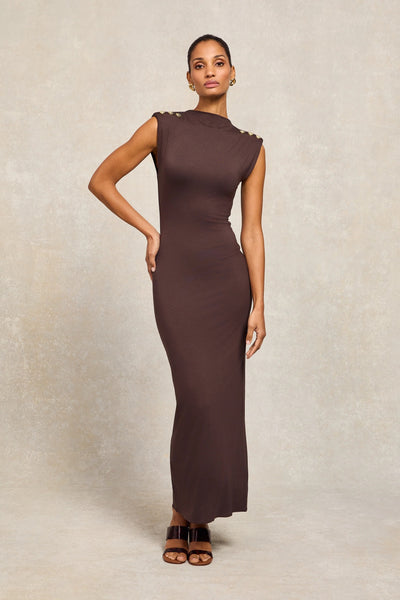 Holland Cooper Harper Maxi Dress in Chocolate