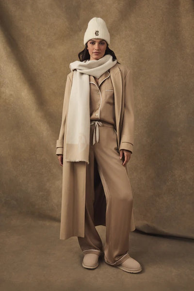 Holland Cooper Jacquard Scarf in Cream Taupe