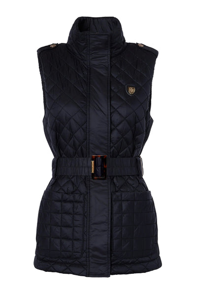 Holland Cooper Juliana Belted Ladies Gilet in Black Front