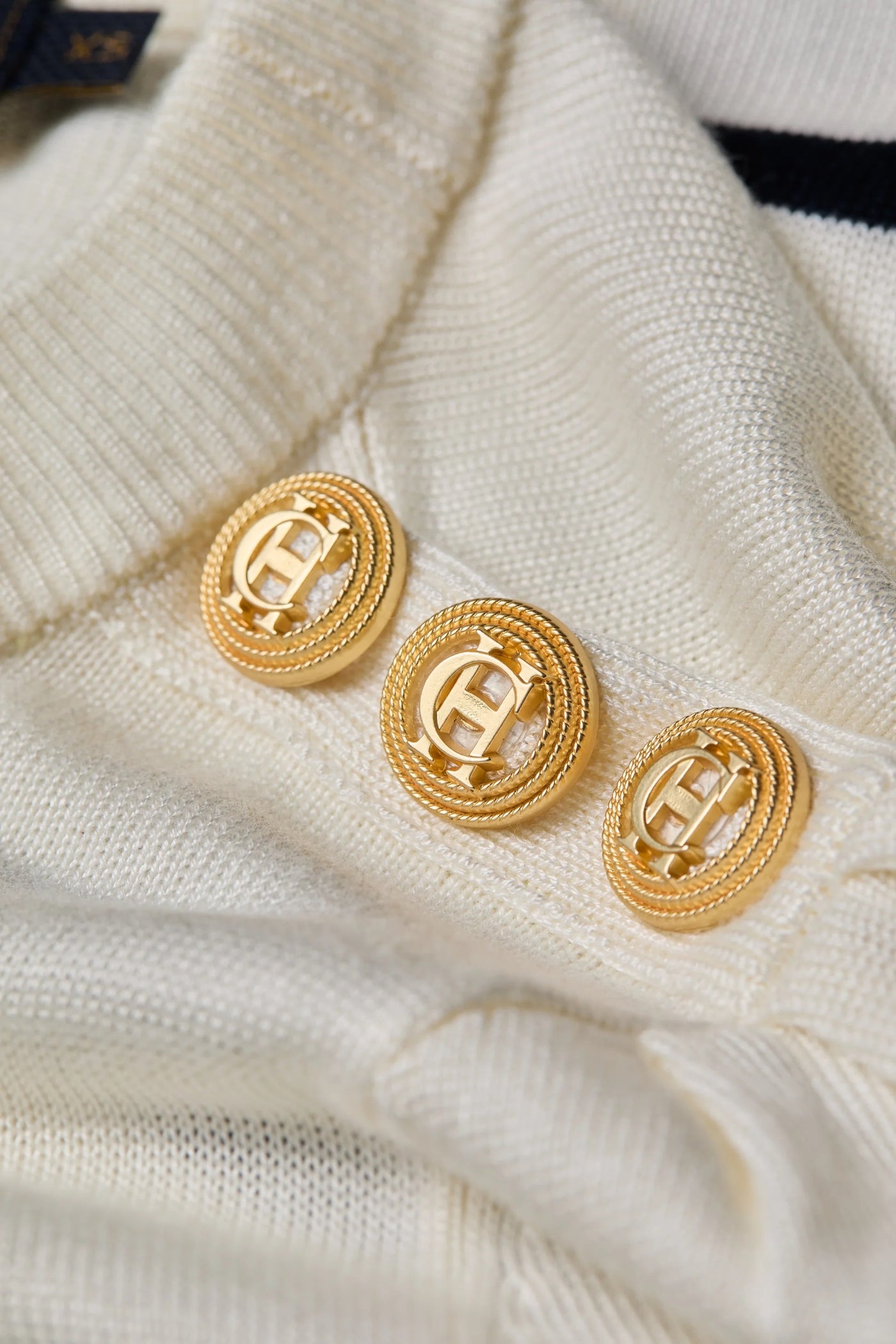 Holland Cooper Kelsie Crew Neck Knitwear in Natural Stripe Detail