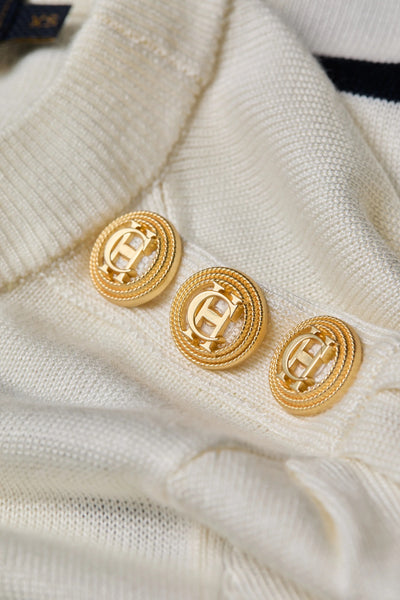 Holland Cooper Kelsie Crew Neck Knitwear in Natural Stripe Detail