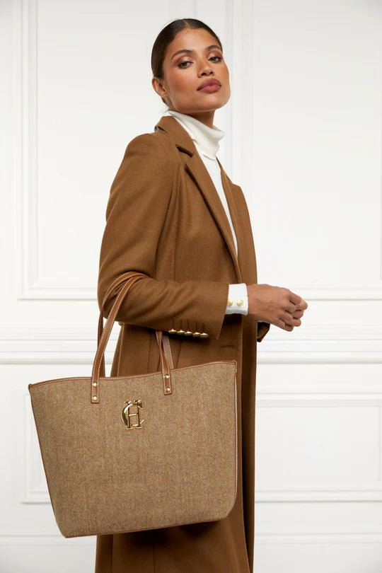 Holland Cooper Kensington Tote Bag in Tan Herringbone