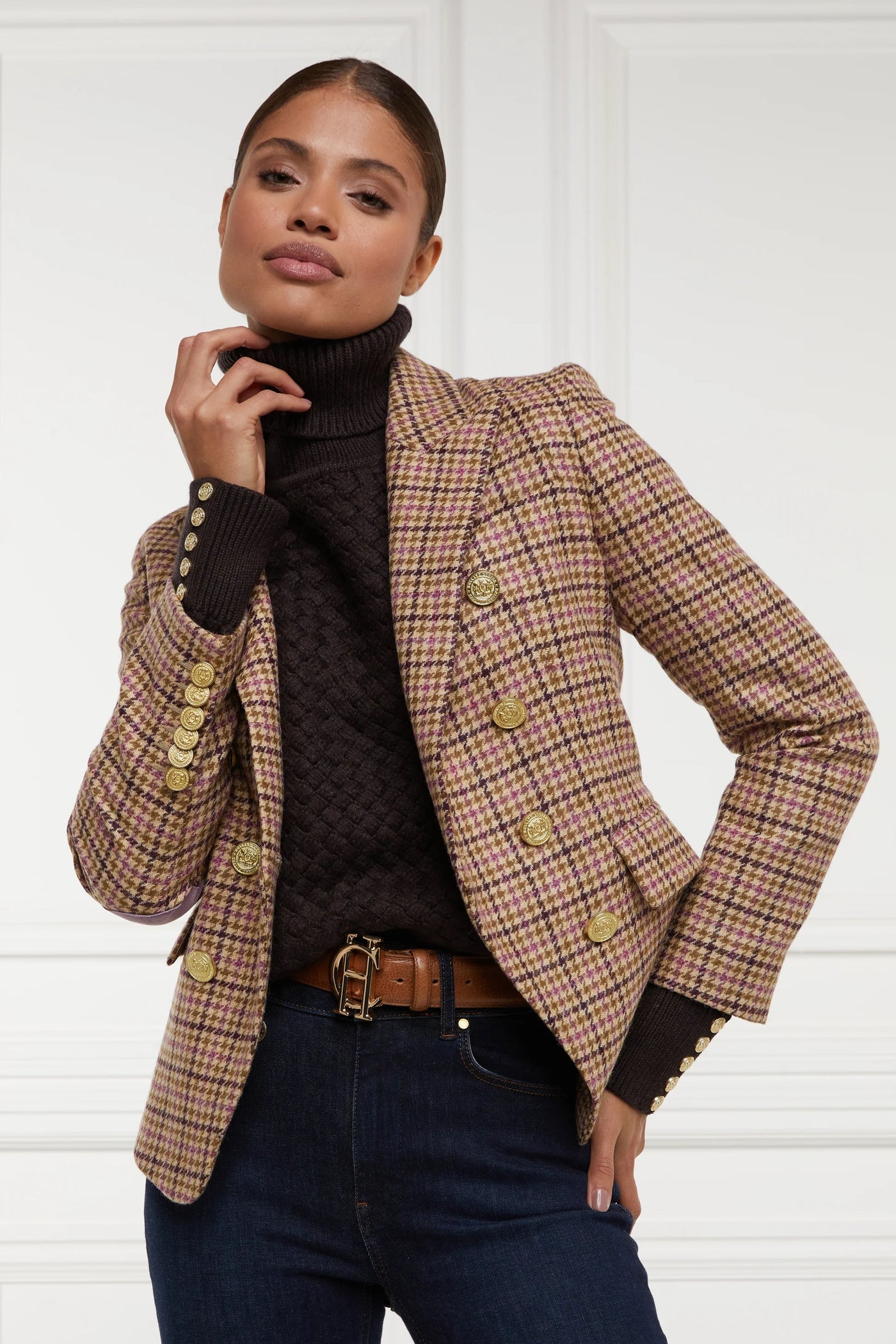 Holland Cooper Knightsbridge Ladies Blazer in Sudeley Pink Tweed 