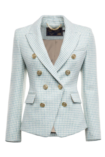 Holland Cooper Knightsbridge Ladies Blazer in Teal Houndstooth Front