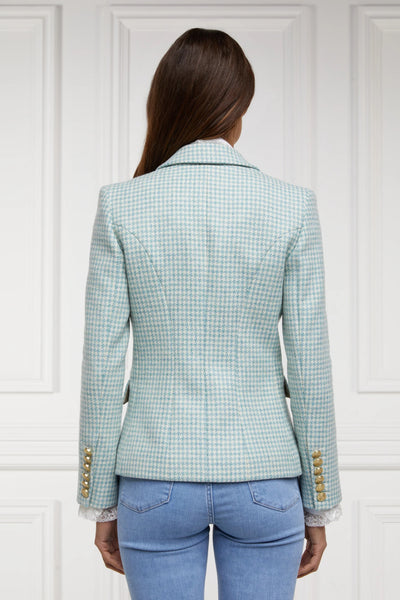 Holland Cooper Knightsbridge Ladies Blazer in Teal Houndstooth Model Back