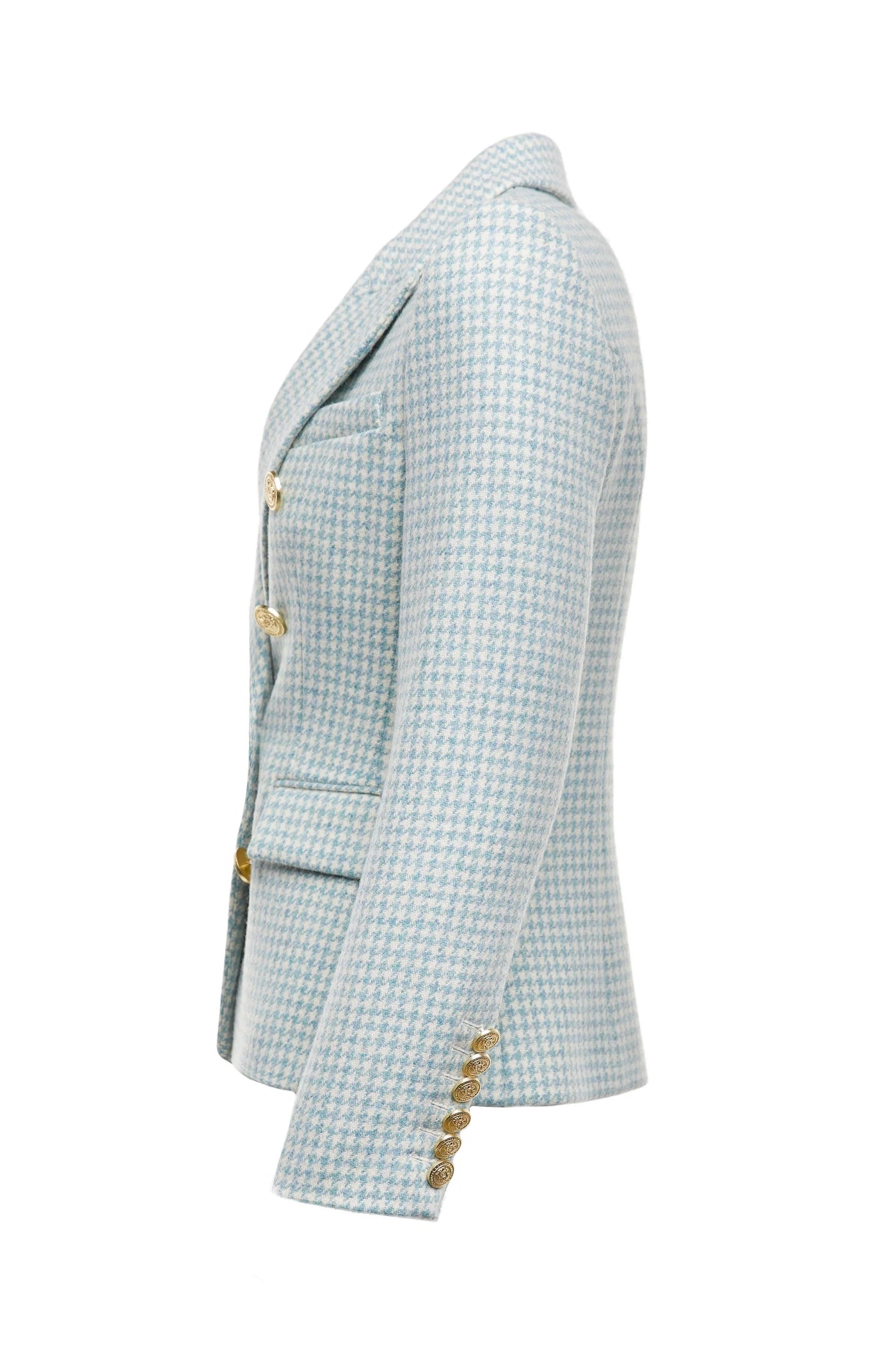 Holland Cooper Knightsbridge Ladies Blazer in Teal Houndstooth Side