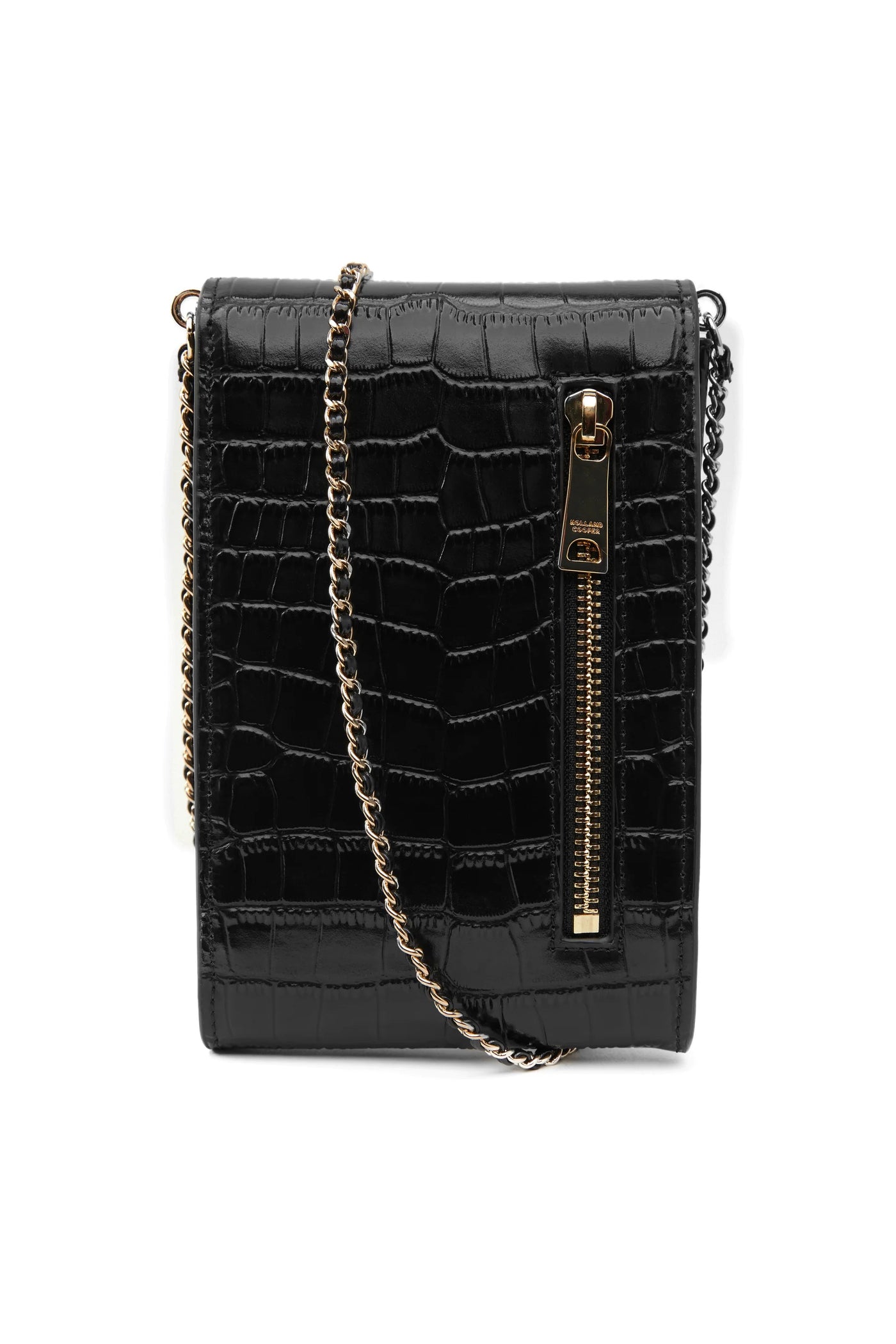 Holland Cooper Knightsbridge Ladies Phone Pouch in Black Croc Back