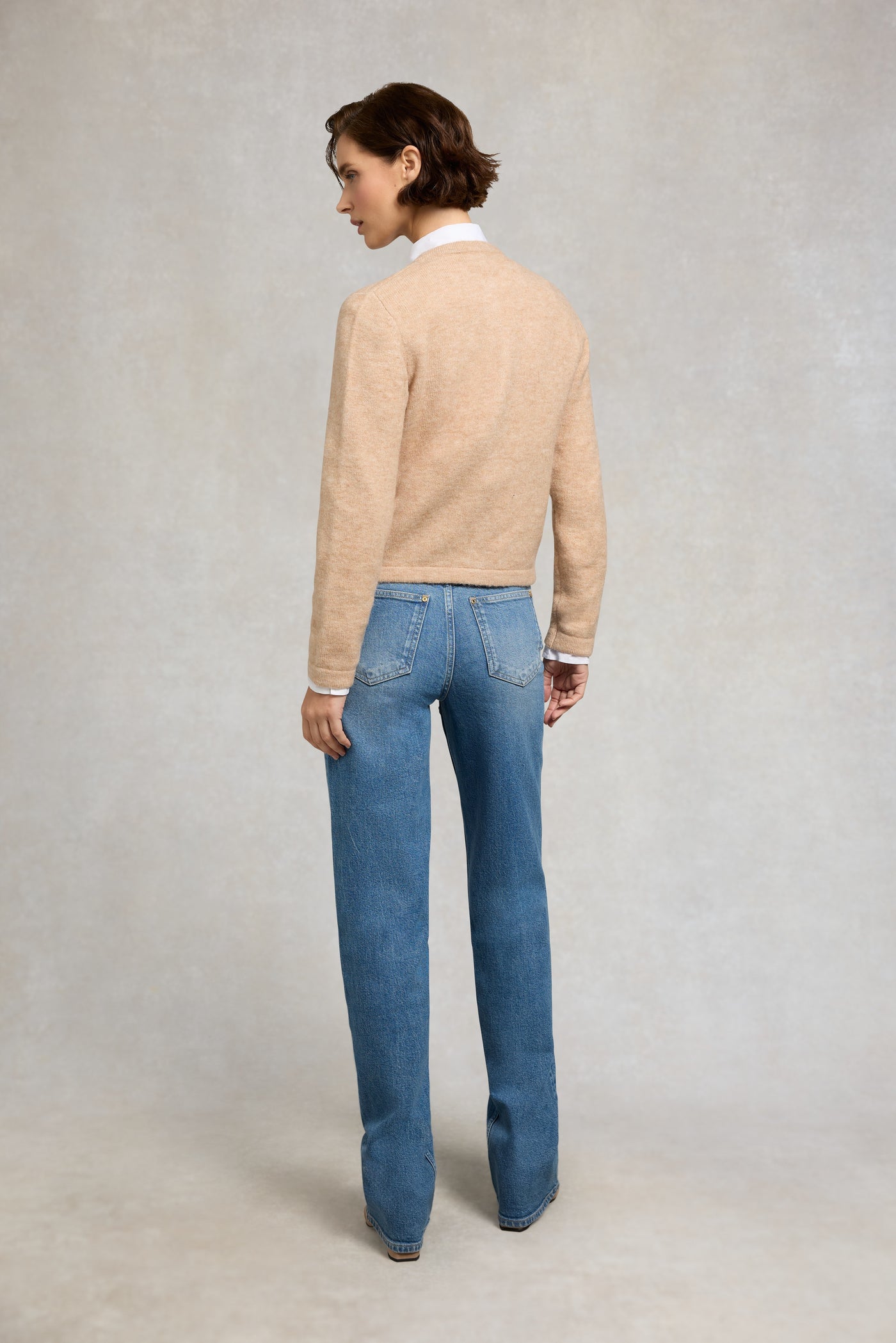 Holland Cooper Lucinda Cardigan in Camel Model Back