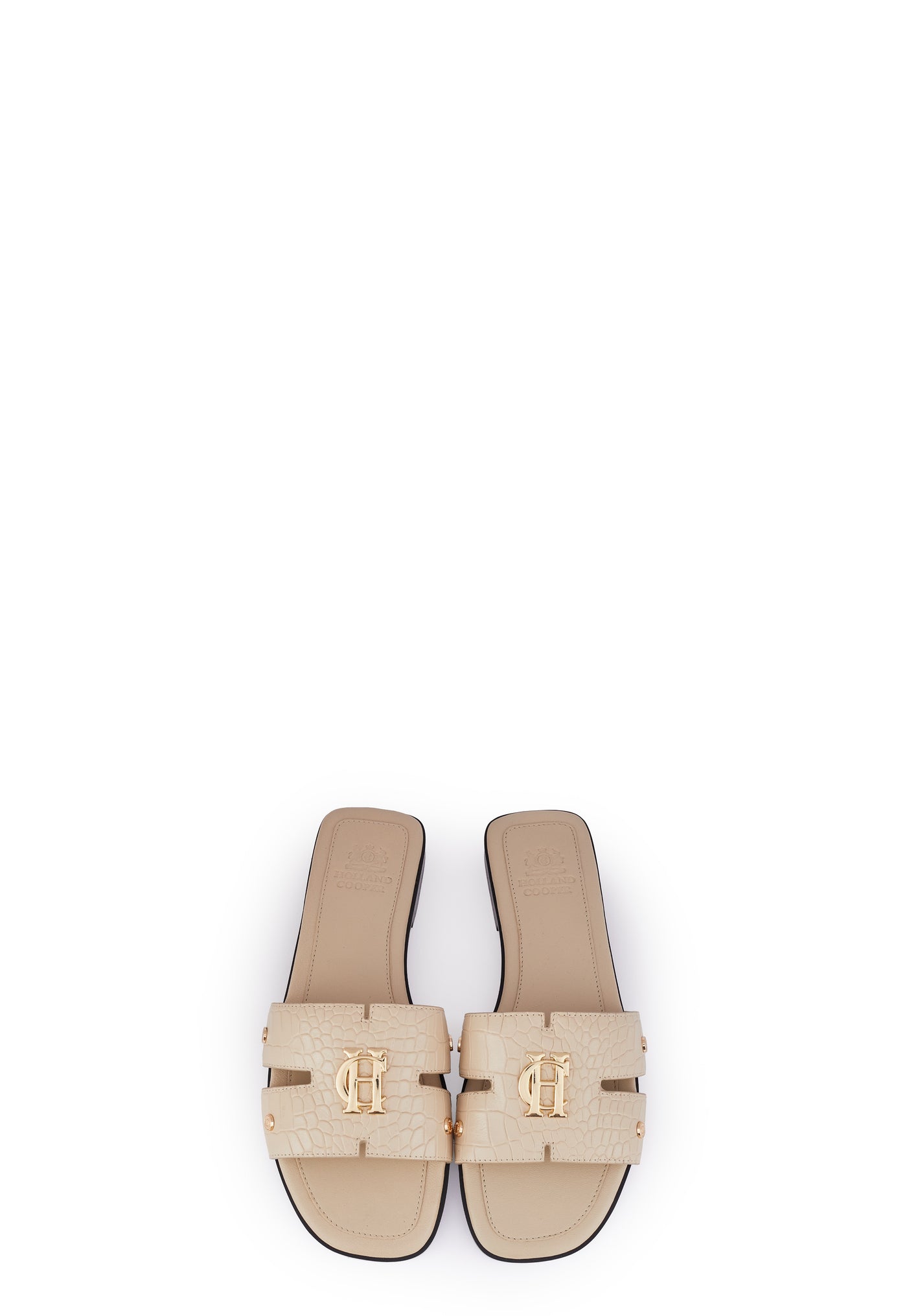Holland Cooper Monogram Ladies Slider in Taupe Croc Birdseye
