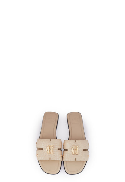 Holland Cooper Monogram Ladies Slider in Taupe Croc Birdseye