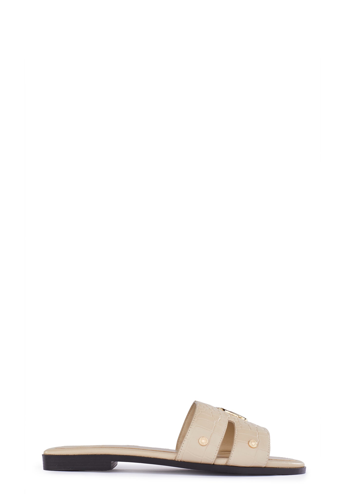 Holland Cooper Monogram Ladies Slider in Taupe Croc Side