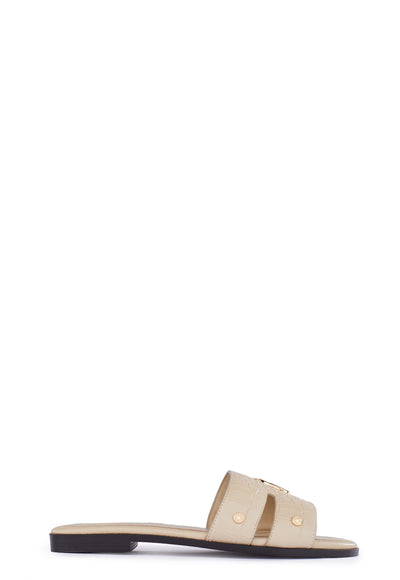 Holland Cooper Monogram Ladies Slider in Taupe Croc Side