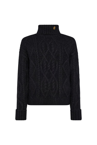 Holland Cooper Noveli Roll Neck Knit in Black Front